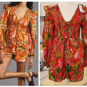 New FARM RIO Tropical Ruffle Sleeve Romper